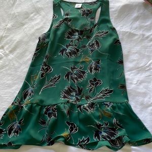 CAbi floral green/black peplum top